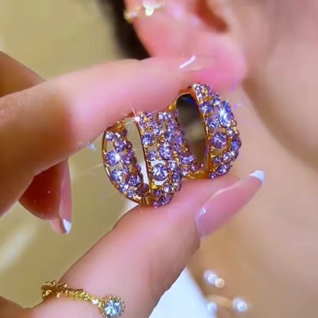Luxury Purple Zircon Earrings (Code 112)