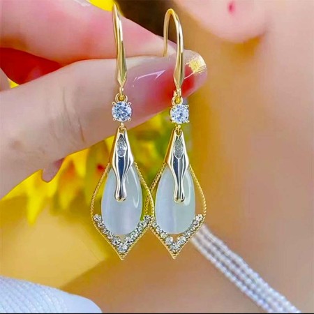 Zircon Geometric Diamond Drop Earrings (Code 129)