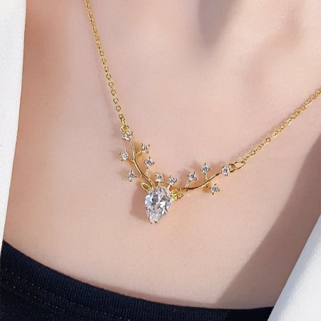 Gold Plated Dear Hade Zircon Necklace(Code-403)